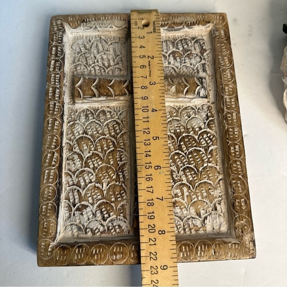 Hand Carved Wooden Antique White Wash Distress Cross Religious Christian Decor - Picture 7 of 7